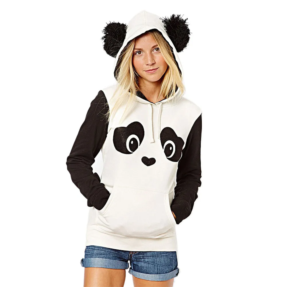 

Womens Panda Pocket Hoodie Sweatshirt Hooded Pullover Tops Blouse women hoodies and sweatshirt clothes moletom com capuz #4