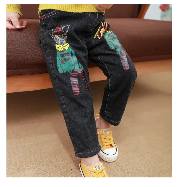 Детские джинсовые штаны для девочек, вельветовые джинсы, леггинсы с рисунком для маленьких детей, зимняя детская одежда, утепленные