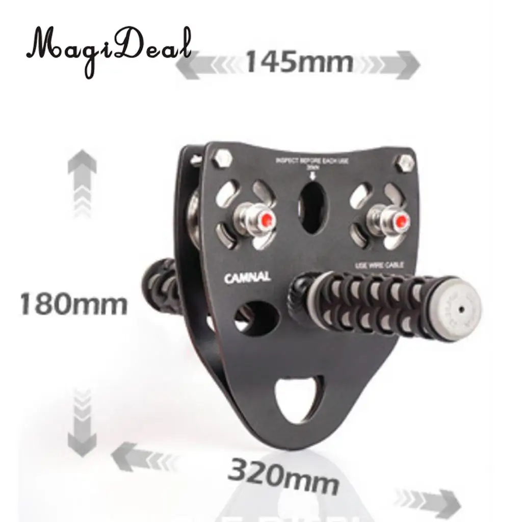 MagiDeal 35KN Rock Climbing Mountaineering 13mm Cable Rope Pulley With anti-slip silicone rubber Handle Climbing Accessories