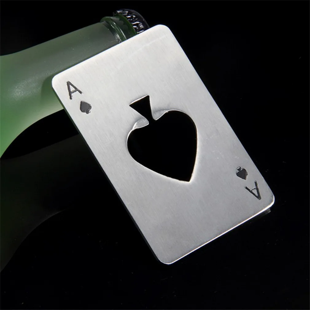 

2018 New Stylish Hot Sale 1pc Poker Playing Card Ace of Spades Bar Tool Soda Beer Bottle Cap Opener Gift