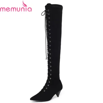 

MEMUNIA 2020 fashion hot sale new over the knee boots women suede leather Stretch boots pointed toe autumn winter boots shoes