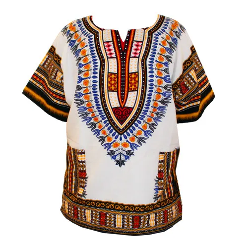 Быстрая) Дашики модный дизайн африканская традиционная печать хлопок Дашики футболки унисекс(сделано в Таиланде - Цвет: GC white