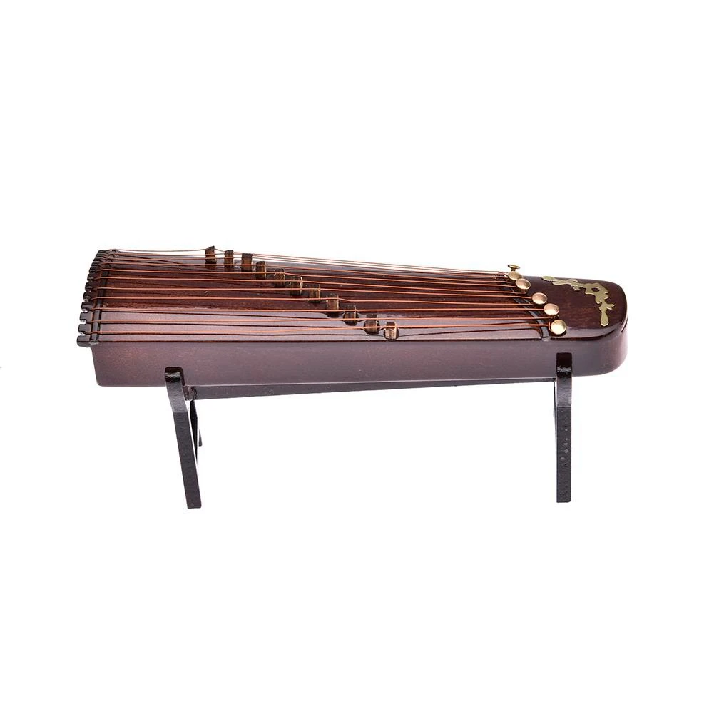 

Hot Wooden Mini Musical Instrument Handmade Miniature Guzheng Model Ornaments Commemorative Gifts 10cm