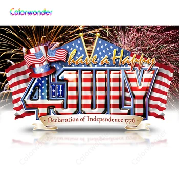 

Backgrounds Photographic Red with White Stripes Colorful Fireworks Night Backdrops for American Declaration Independence 1776