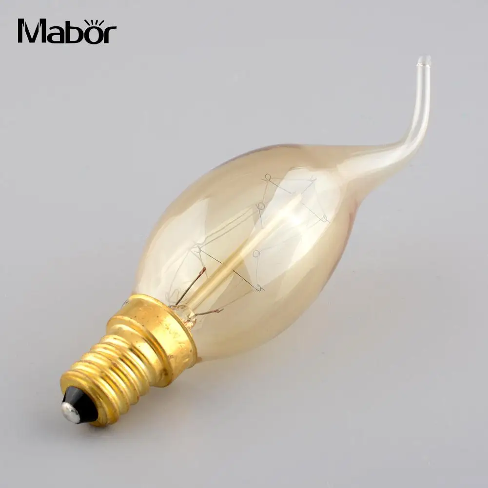 Mabor E14 для лампочек Эдисона под старину Винтаж прочный экономия в форме свечи света 40 W/220 V лампы внутреннего украшения домашнего освещения