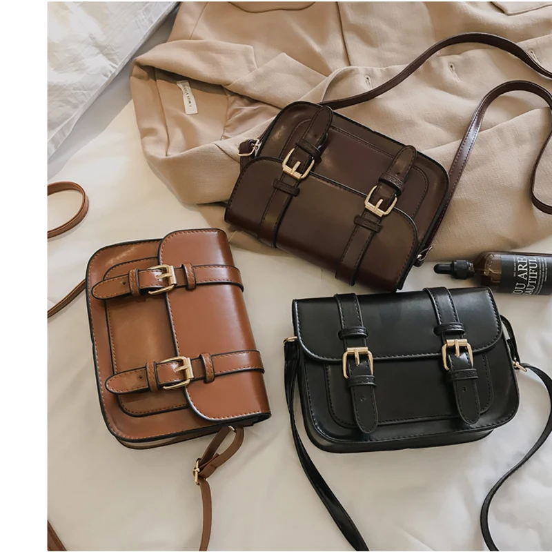 

Small Crossbody Bags Girls 2019 New Vintage Handbag Retro Fashion Shoulder Bags PU Flap Casual Women Retro Hasp Messenger Bags