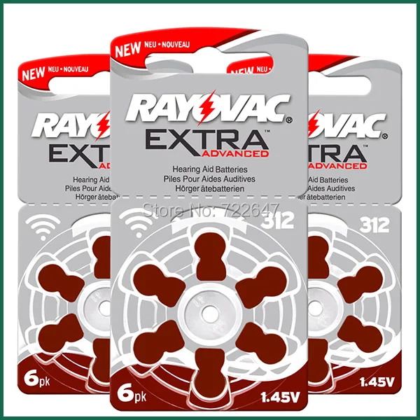 60 x Rayovac дополнительные батареи слухового аппарата 312 A312 P312 PR41 UK цинковая батарея с воздушными кнопками 1,45 в для ITC HSE усилители слуховых аппаратов