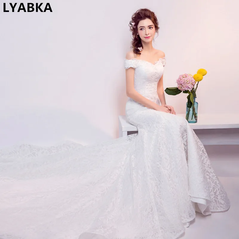 Vestido De Noiva 2017 настоящая фотография Милая свадебное платье Белый Тюль с Кружево