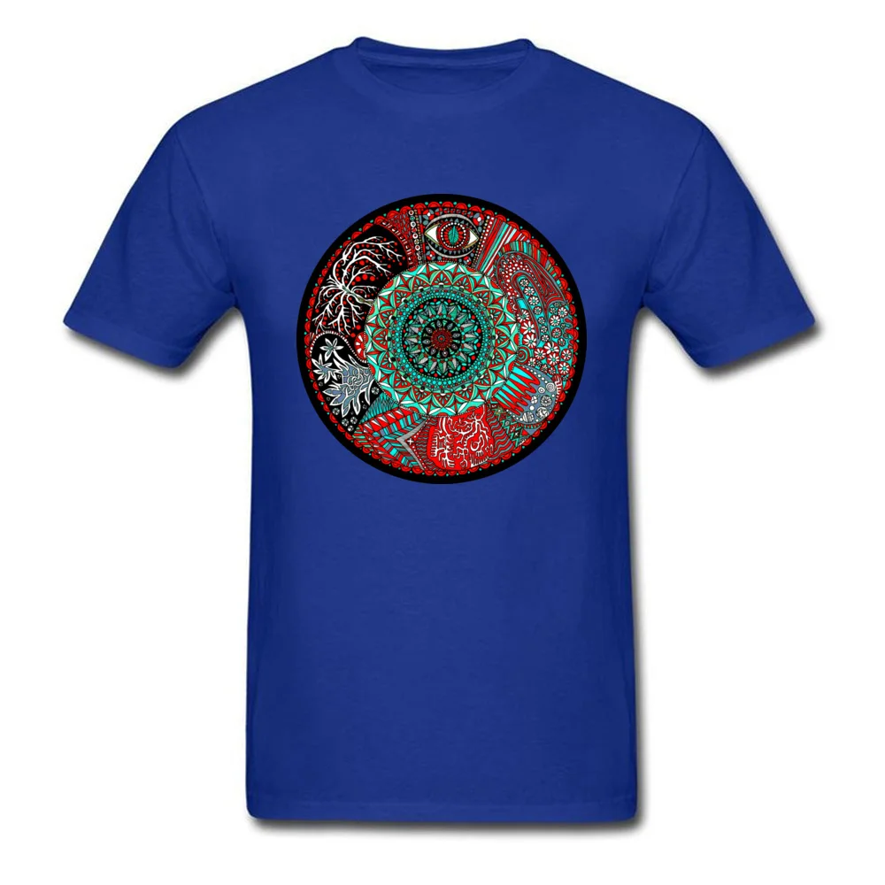 Printed Short Sleeve Tops Shirts NEW YEAR DAY Round Collar 100% Cotton Men T-shirts Surreal Dream Printed Tops & Tees Fitted Surreal Dream blue
