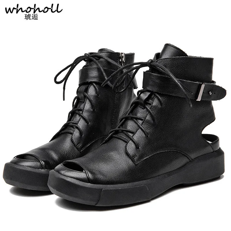

WHOHOLL Ladies Platform Gladiator Sandals Summer Wedges High Heels Shoes Woman Casual Lace Up Boots Women Peep Toe Footwear