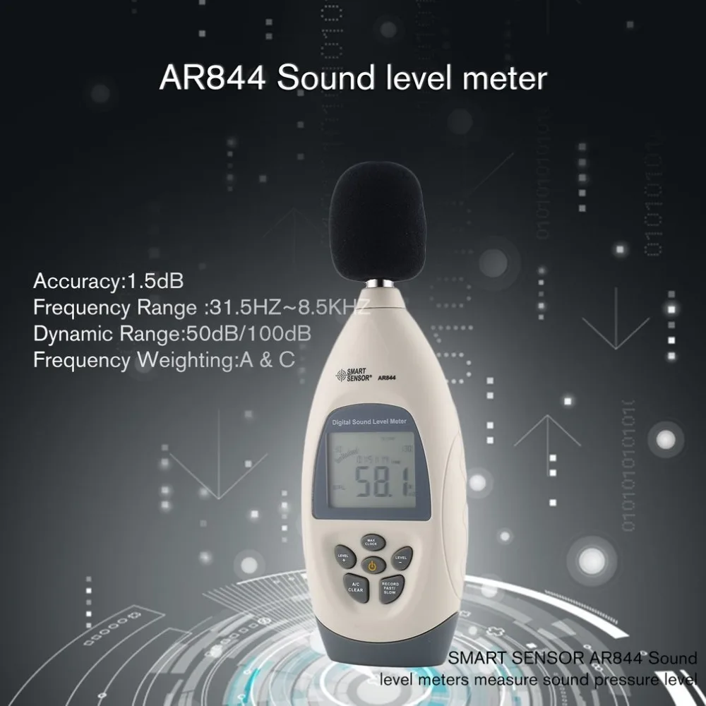 

SMART SENSORAR844 Sound level meters Decibel meter logger Noise Audio detector Digital Diagnostic-tool Automotive 30~130db