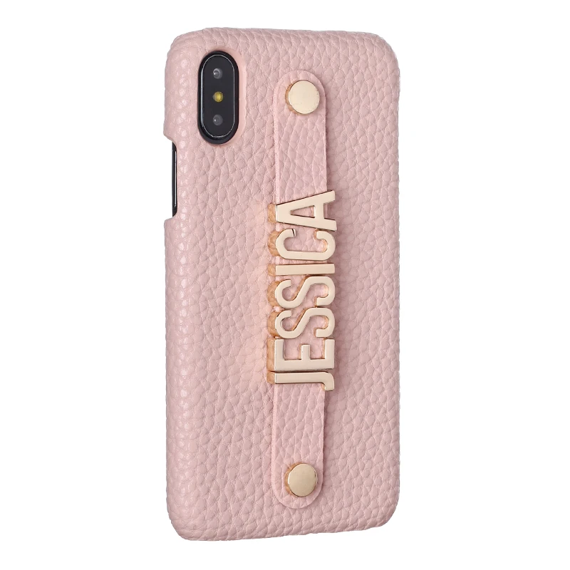 Кожаный чехол для телефона с металлическим ремешком для iPhone 11 Pro Max 6S XS Max XR 7 7Plus 8 8Plus X - Цвет: Pink Leather Case