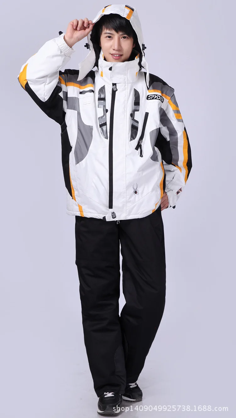 Лыжный костюм для мужчин, зимний теплый водонепроницаемый ветрозащитный зимний костюм с изображением паука, лыжная куртка, Мужской комплект для катания на лыжах и сноуборде, Брендовые костюмы