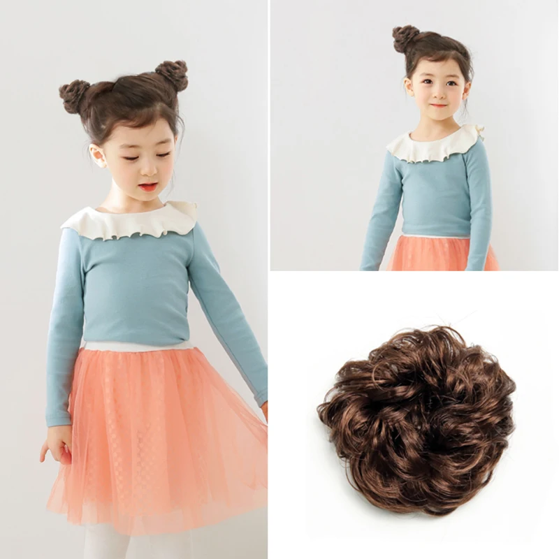 TINSAI 1Pcs Children 4Color Girls Wig Winding Hair Circle Synthetic