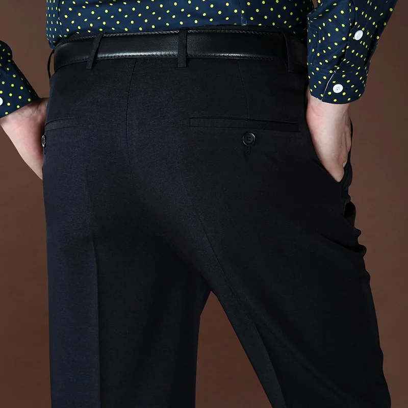 29-44 высокое качество бренд мужской костюм брюки классический стрейч черный плюс размер длинные молнии Бизнес Формальные свободные прямые мужские брюки - Цвет: 880 Dark Gray
