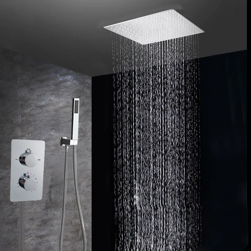 Concealed Chrome Thermostatic Shower Faucet Dual Handle Set