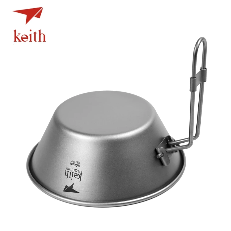 Keith titanio puro tazón mango plegable camping Utensilios de cocina Vajilla cubiertos picnic cocina Boles y cuencos recorrido al aire libre senderismo Utensilios