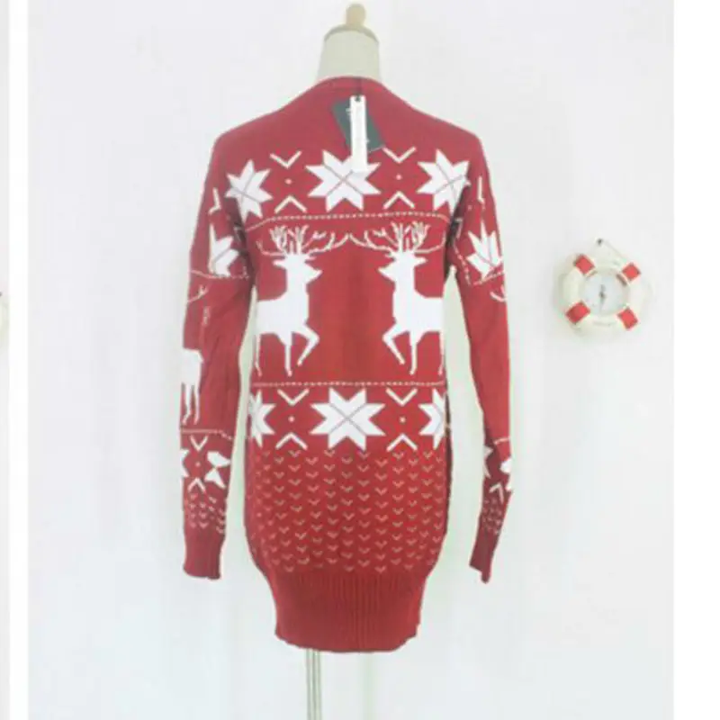 Rihschpiece Oversize Christmas Sweater With Deer Winter Pullover Women Sweaters And Pullovers Knitted Long Sweater Jumper RZF777