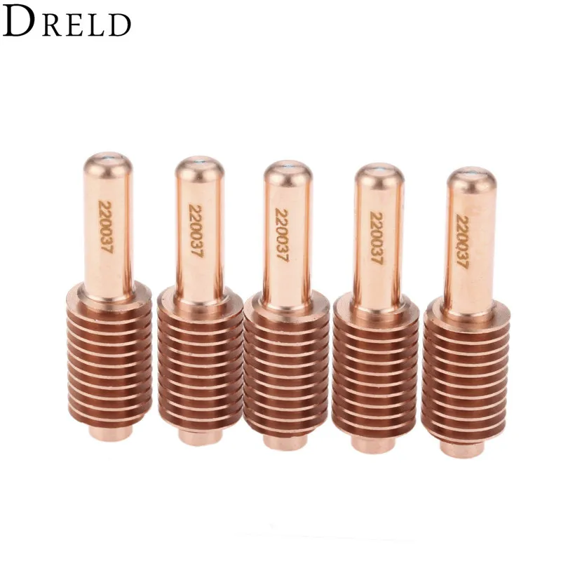 DRELD 5pcs 100A Electrode 220037 for Plasma Cutting Torch Consumables Replacement Unshielded /Shielded/Gouging Processes DRELD 5pcs 100A Electrode 220037 for Plasma Cutting Torch Consumables Replacement Unshielded /Shielded/Gouging Processes