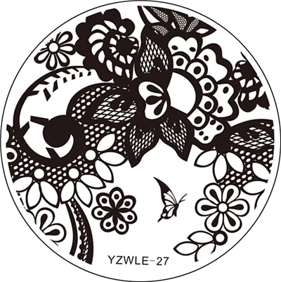 YZWLE, 1 шт, ручная роспись, дизайн, круглые, нержавеющая сталь, сделай сам, тиснение изображений, пластинки для ногтей, шаблоны, трафареты - Цвет: 27