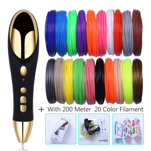 Best Offers Original AVEIBEE 3D Pen 3 d drawing pens with 100/200 meter PLA filament plastic for kid diy printing pen christmas gift