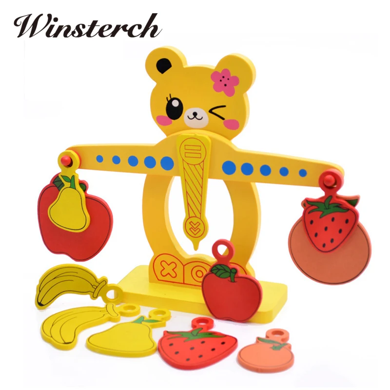 Baby Balance Scales Toy Numbers Fruits Intelligence Kids Children Early