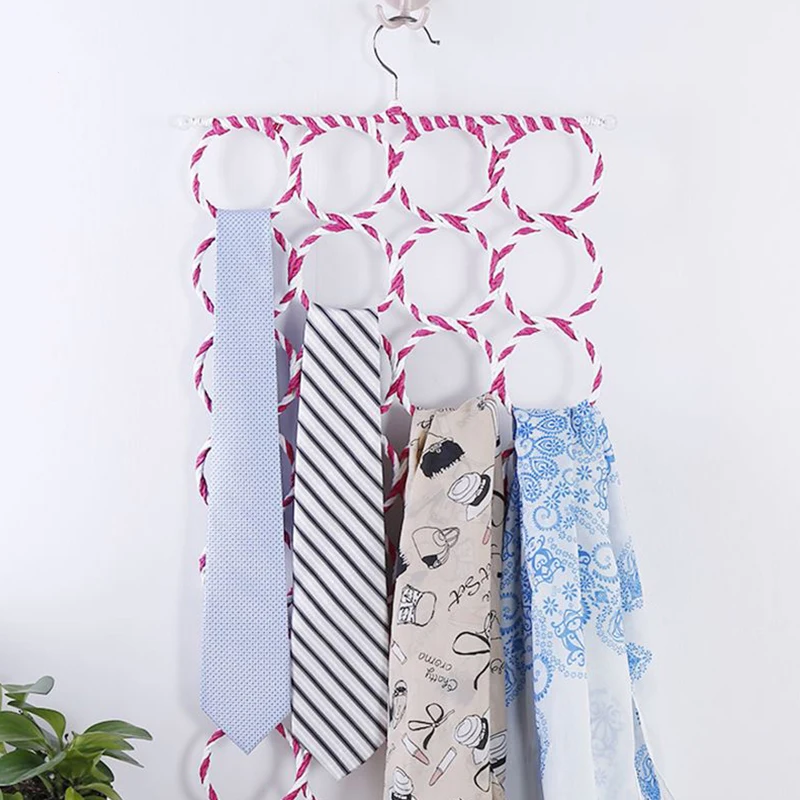

28 Ring Circles Collapsible Scarf Hanger Closet Clothes Organizer For Belt Tie Hook Storage Scarf Clothing Hangers