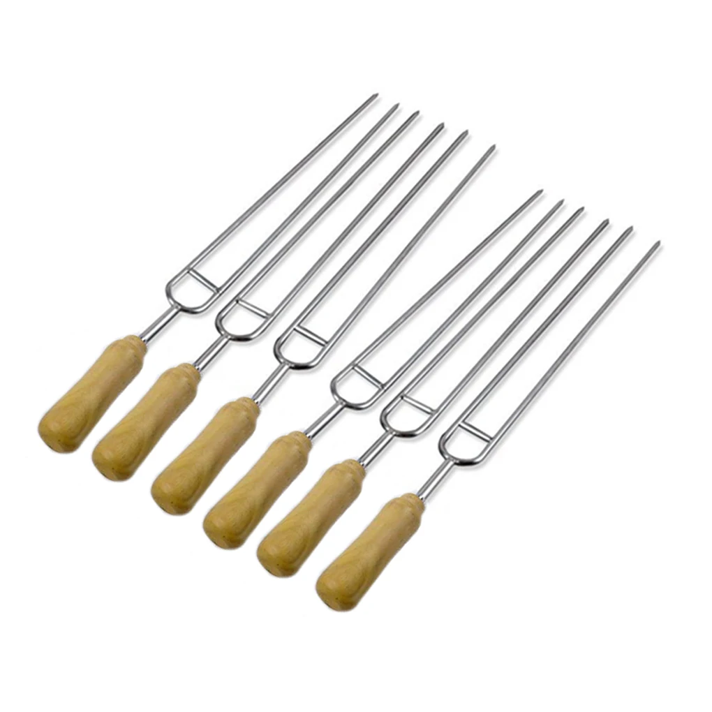Buy New 6pcs U Shaped Stainless Steel Wooden Handle