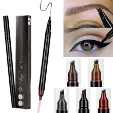Жидкий карандаш для бровей, микроблейдинг, двойная головка, 4 кончика глаз, макияж, оттенок хны, легко носить, для бровей, Enhancer, 2 в 1, подводка для глаз, ручка