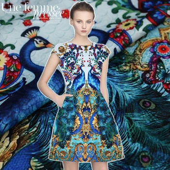 

95*140CM/pcs Phoenix digital painting jacquard brocade plush fabric for dress coat cheap fabrics tissu au meter shabby chic DIY