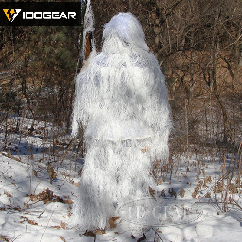 IDO gear Ghillie костюм охотничья одежда для джунглей Bionic 3D лесной Снайпер поезд камуфляж Airsoft Wargame gear тактический - Цвет: Withe