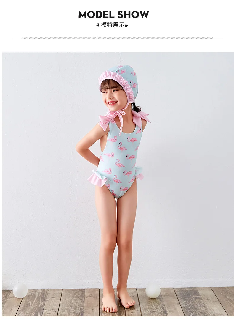 Funfeliz/купальный костюм с Фламинго купальный костюм для маленьких девочек, цельнокроеный купальный костюм милый детский купальный костюм с юбкой детский купальный костюм