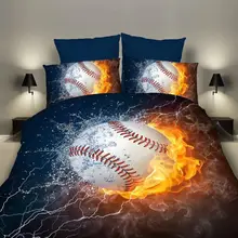 Наборы постельных принадлежностей 2/3 шт. 3D пододеяльник, простынь и наволочки Наволочки Размеры ЕС/CN/США queen King пламени Бейсбол Прямая