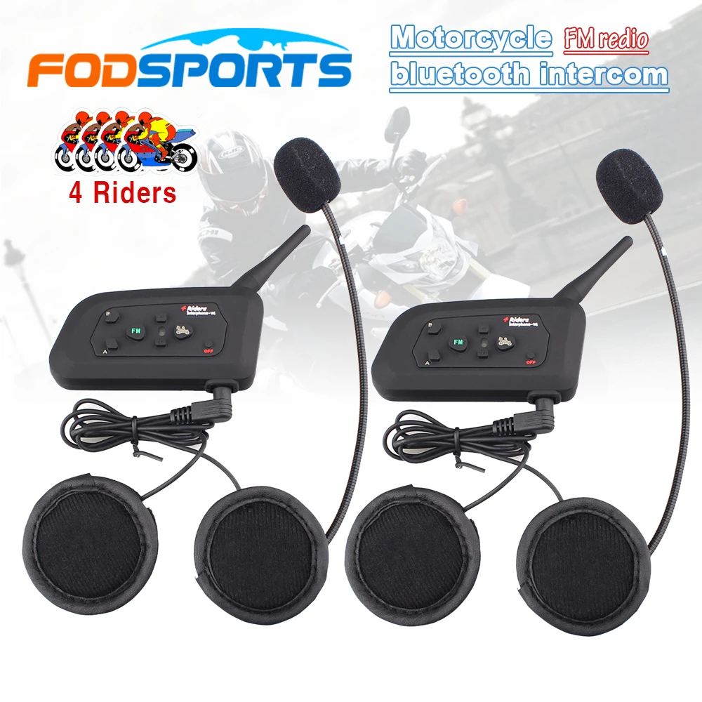 2PCS V4 4 Riders Bluetooth Headset Motorcycle Helmet Moto