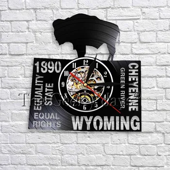 

Modern Design Vinyl Wall Clock Equality State Equal Rights Wyoming State Wall Art Decor Cheyenne Green River Time Clocks