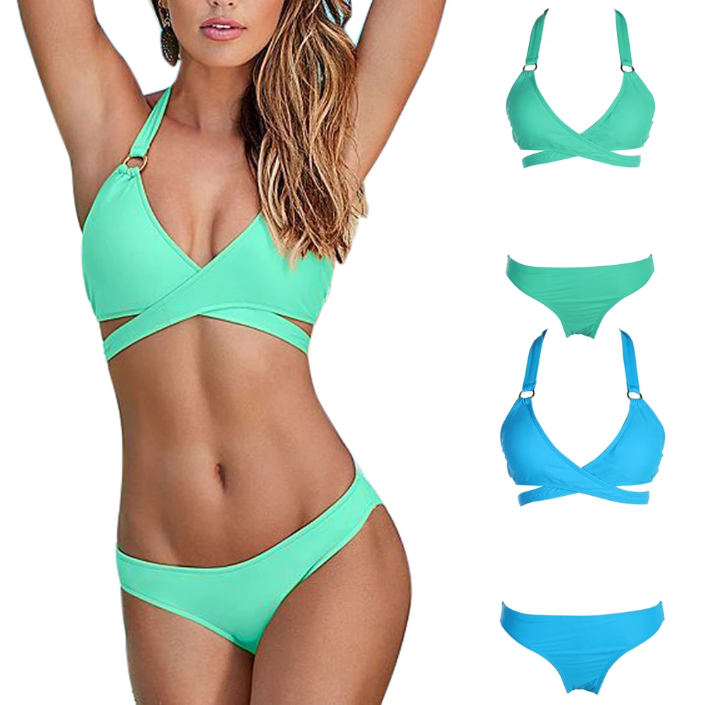 Bikinis Women 2017 Halter Bandage Bikini Women Swimsuits Brazilian Push Up Bikini Set Two Piece Bathing Suits Plus Size Swimwear