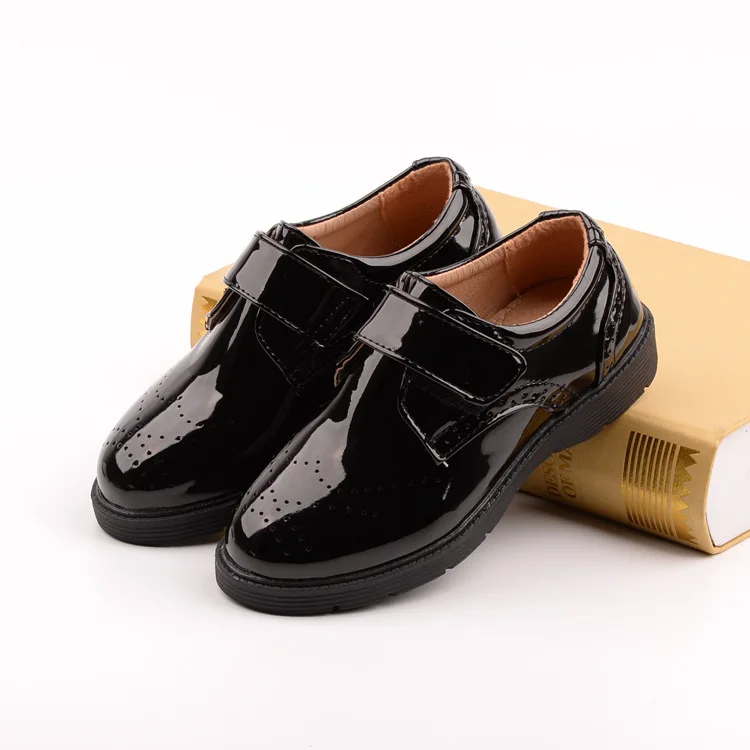 

Children's Performance Black and White Leather Shoes Kid's Casual Leather Student Shoes Soft Bottom Lace Shoes