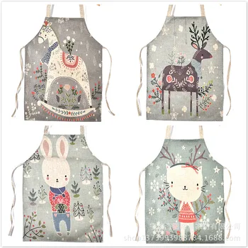 

Lady Women Kitchen Apron Cartoon Kids Apron Dress Cotton Linen Vintage Aprons for Cooking Baking Restaurant Pinafore AT24