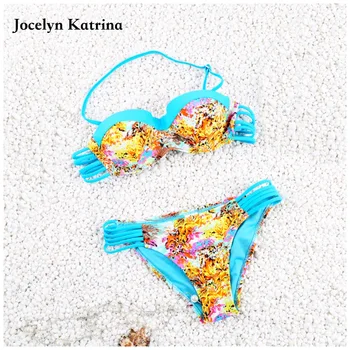

Jocelyn Katrina Bandage Bikini sexy Bright Color Strappy swimsuit brazilian beachwear Swimwear women 2017 Bikini set biquini