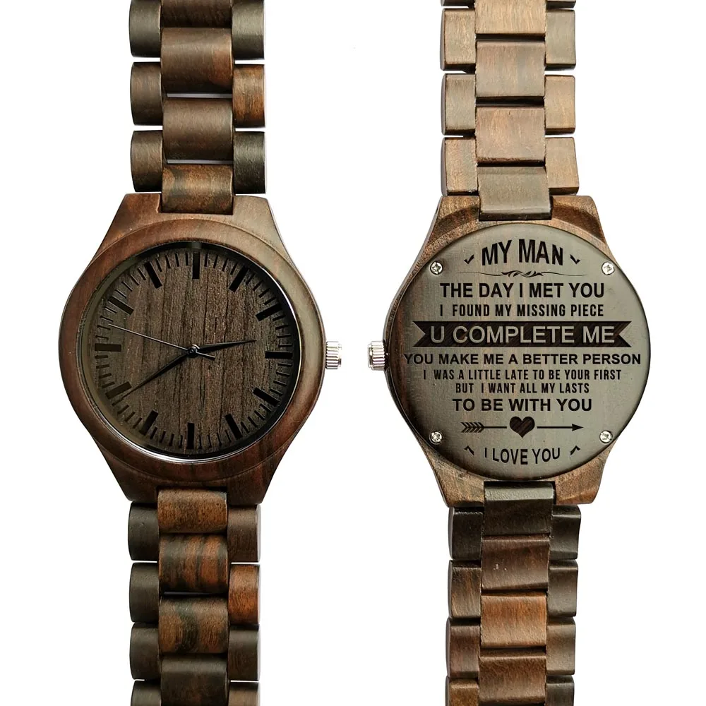 К моему человек гравировкой сандалового дерева часы персонализированные деревянные часы пользовательские Цитата персонализированные часы мужские деревянные часы Подарки для него