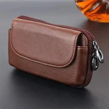 Universal Phone Waist Bag Genuine Leather Wallet Case Cover Pouch for Apple Samsung Sony LG Nokia Asus Huawei Size 5.0~6.0 inch