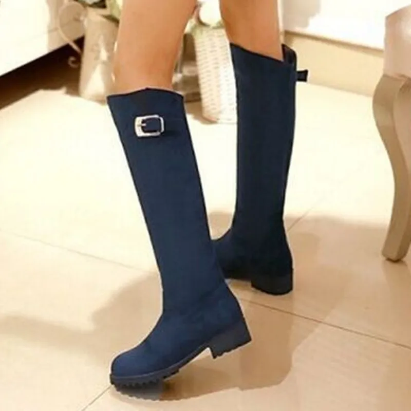 ФОТО Ladies fashion big size(4 -12)sexy Buckle round toe long knee-high boot Nubuck leather winter boot high heel boots in 3 colors