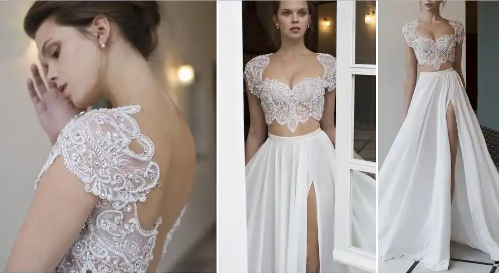crop top bridal dress