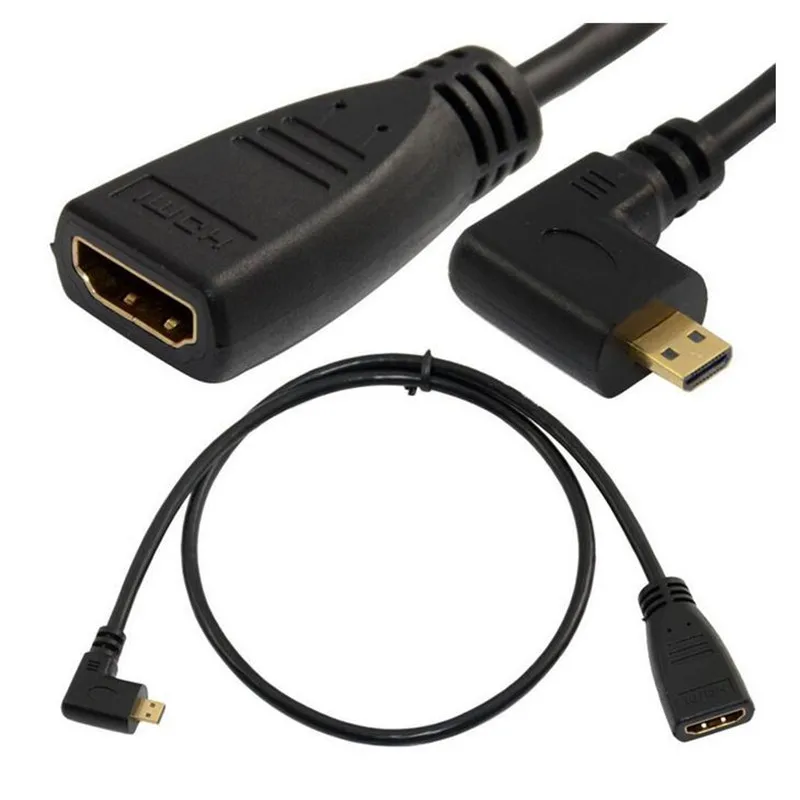 2Ft HDMI 1,4 Женский к HDMI штекер угол 90 градусов кабель адаптер HDTV Micro HDMI левый угол
