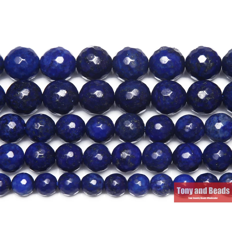 

9th Aug Free Shipping Natural Stone Faceted Dyed Lapis Lazuli Round Loose Beads 15" Strand 4 6 8 10 12MM Pick Size