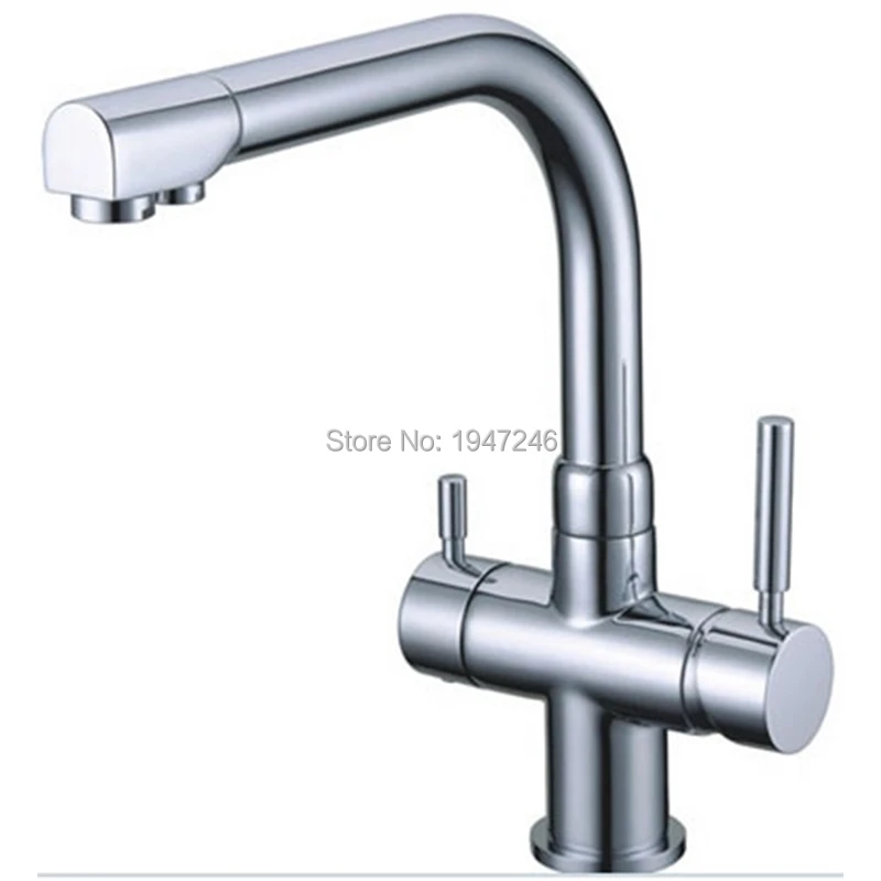  5 Yr Warranty New Arrival 100% Solid Brass Round Style 3 Way Kitchen Mixer Faucet Crane Tap Hot and Cold and Pure Water Filter