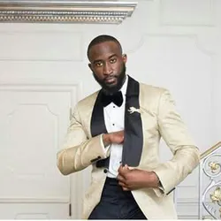 Champagne Men Suits for Wedding Groom Tuxedos Bridegroom Wear Prom Suits Man Blazers Black Shawl Lapel 2Piece Costume Homme Champagne Men Suits for Wedding Groom Tuxedos Bridegroom Wear Prom Suits Man Blazers Black Shawl Lapel 2Piece Costume Homme