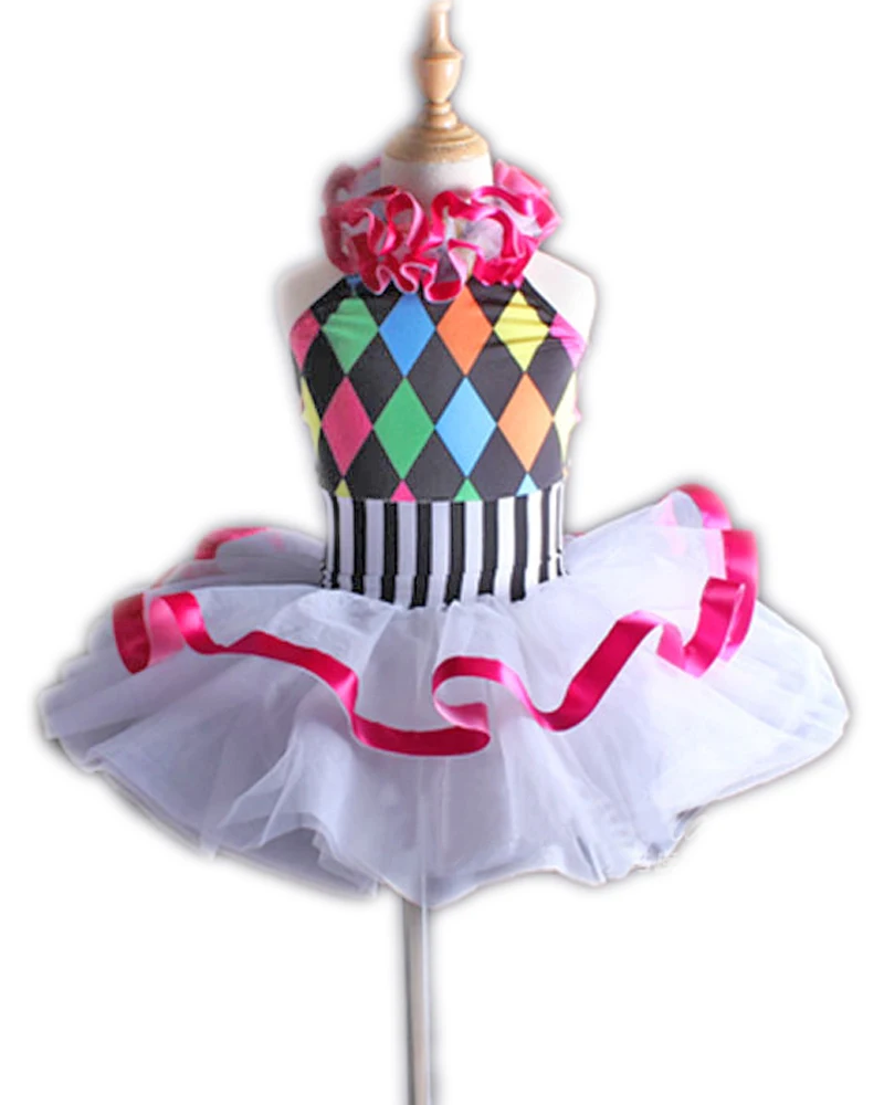 Printed neck hung children practise female ballet new bitter fleabane high-grade dress stage | Тематическая одежда и