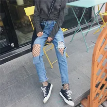 denim jeans woman big hole casual broeken jeans 2017 casual boyfriend jeans for women denim pants dames jeans