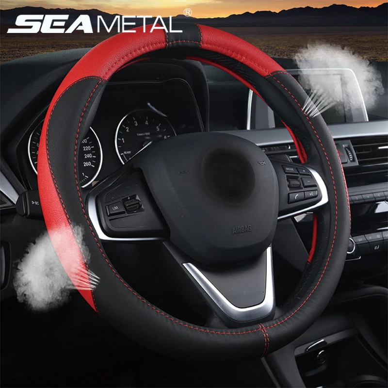 

Car Steering Wheel Cover Anti Slip Leather Cars Wheel Covers Breathable Automobiles Steering-Wheel Cover Car-stying Universal